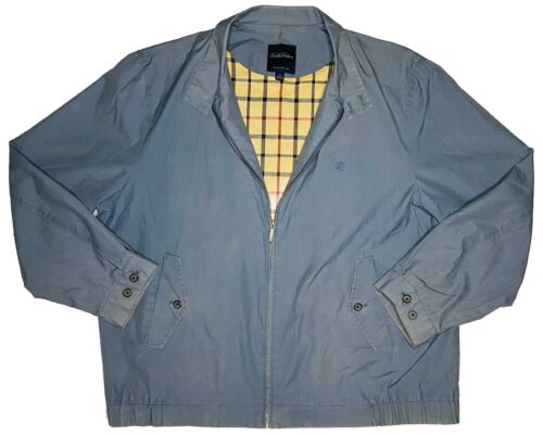 Brooks Brothers Giacca uomo blu/grigio Harrington foderata a quadri con zip intera; XL