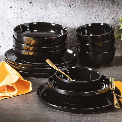 Gibson Home Oslo 12-Piece Porcelain Chip and Scratch Resistant Dinnerware Set, B - Picture 2 of 12