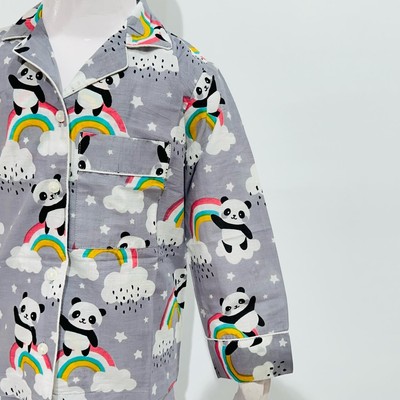 Indian Hand Block Print Trending Panda Kids Night Suit Kids Loungewear Cotton Ar