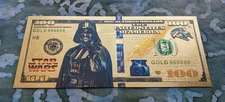 24k Gold Foil Plated Novelty Collectible Star Wars Darth Vader Banknote  Mint!