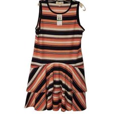Michael Kors Dress Pink Peach Melon Ruffled Sz L Sleeveless NWT Stretch
