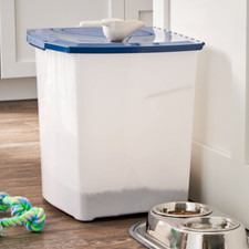 Plastic Pet Food Storage Container Bin with Airtight Lid Dog Cat 25 Lb Capacity