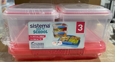 SISTEMA Food Storage Containers Back To School 3 Pack 820ML+1L BRAND NEW