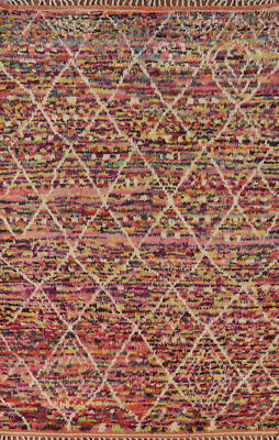 Unique Luxury Hand-Knotted Moroccan Rug Colorful Living Room Centerpiece 6x10 ft