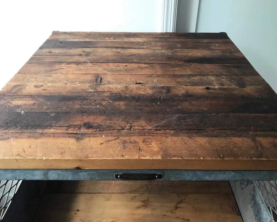 DE COLECCIÓN NORWICH WIRE Funciona METAL MADERA ESTANTES ALMACENAMIENTO TIENDA EXHIBICIÓN Ruedas JAULA Foto 4 de 4