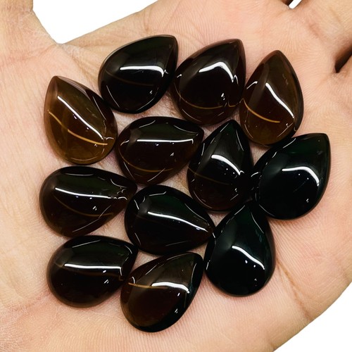 12 Pcs Natural Smoky Quartz 20x15mm Pear Cabochon Loose Gemstones Lot 172.35 Cts - Picture 7 of 9