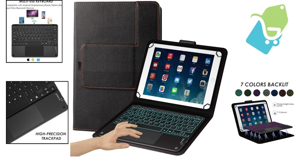Premium Multi-Functional Bluetooth Keyboard Case with Touchpad for 9-11" Tablets - Image 2 of 4