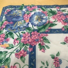 Large Cotton Tablecloth Pink Blue Flowers 58"x82" Spring Summer Never Washed