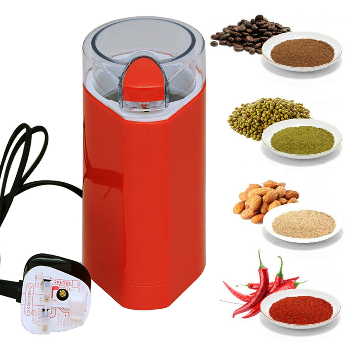 ELECTRIC BEAN & DRY COFFEE GRINDER Award-winning store WITH CLEAR Quantity limited CRUSHER RED MIXER