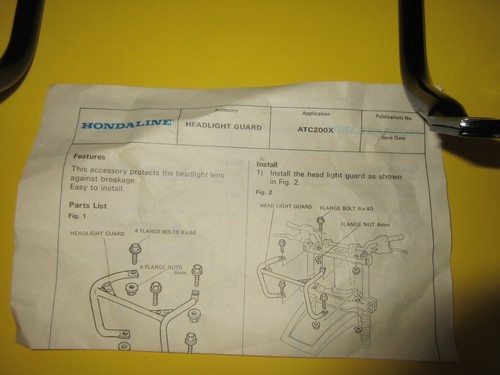 N.O.S Honda OEM Hondaline ATC 200X headlight guard #0Y311-96501 - Picture 4 of 5