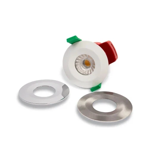 TCP 8W Fixed Dim Fire Rated Downlight CCT Colour Changeable 3 Bezel Choices