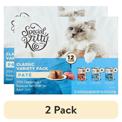 (2 pack) Special Kitty Classic Variety Pack Pate Cat Food, 13 oz Cans (12 Pack)