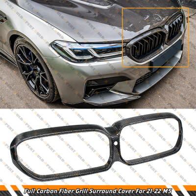 FOR 21-23 BMW F90 M5 G30 530i LCI CARBON FIBER GRILL SURROUND INSERT TRIM COVER