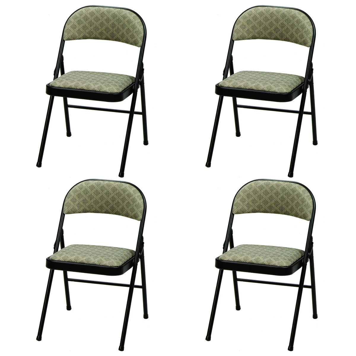 MECO Sudden Comfort Deluxe Zuni Fabric Padded Folding Chair Black