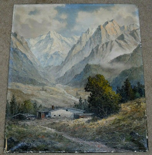 ADOLF WEGENER SIGNED ORIGINAL OIL PAINTING OF MOUNTAIN LANDSCAPE