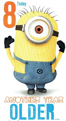8. GEBURTSTAGSKARTE offizielles DESPICABLE ME Design tolle Grafik innen und außen