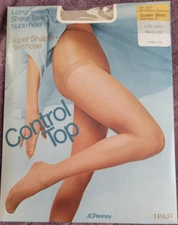 JC Penney Super Shaper Pantyhose Size Queen Short Pearl Grey 84