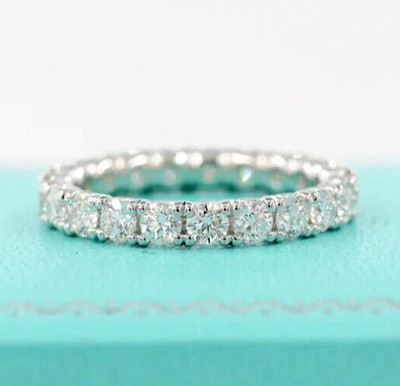 Diamond Gold Lab Grown Exclusive Round Cut Eternty E F VVS2 14k White 3 Carat