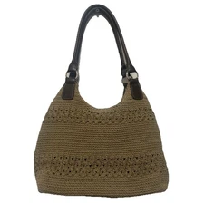 Beige Brown Woman’s Woven Purse Shoulder Bag Cottagecore Grandma Accessories 