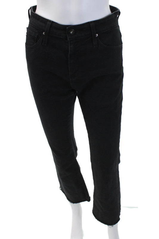 AG Adriano Goldschmied Womens Farrah Boot Crop Jeans Black Cotton Size 25