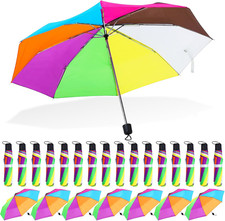 24 Pcs 8 Rib Rainbow Umbrella Bulk Compact Portable Tri Fold Collapsible LGBT Pr
