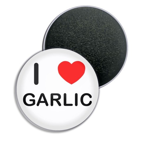 Knoblauch I Love Herz Kühlschrankmagnet Knopf Anstecker (25, 55 oder 77 mm) - Bild 1 von 4