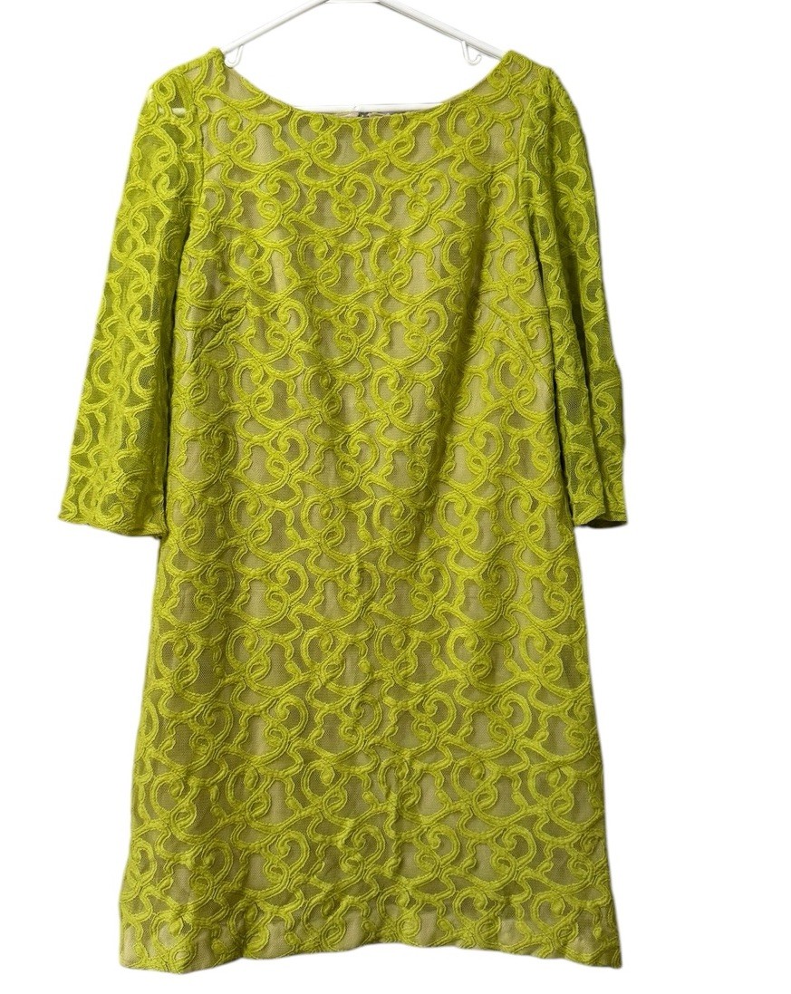 Nine West Women Size 12 Crochet Lace Shift Dress Long Sleeve Nylon Wedding Guest Nine West Women Size 12 Crochet Lace Shift Dress Long Sleeve Nylon Wedding Guest