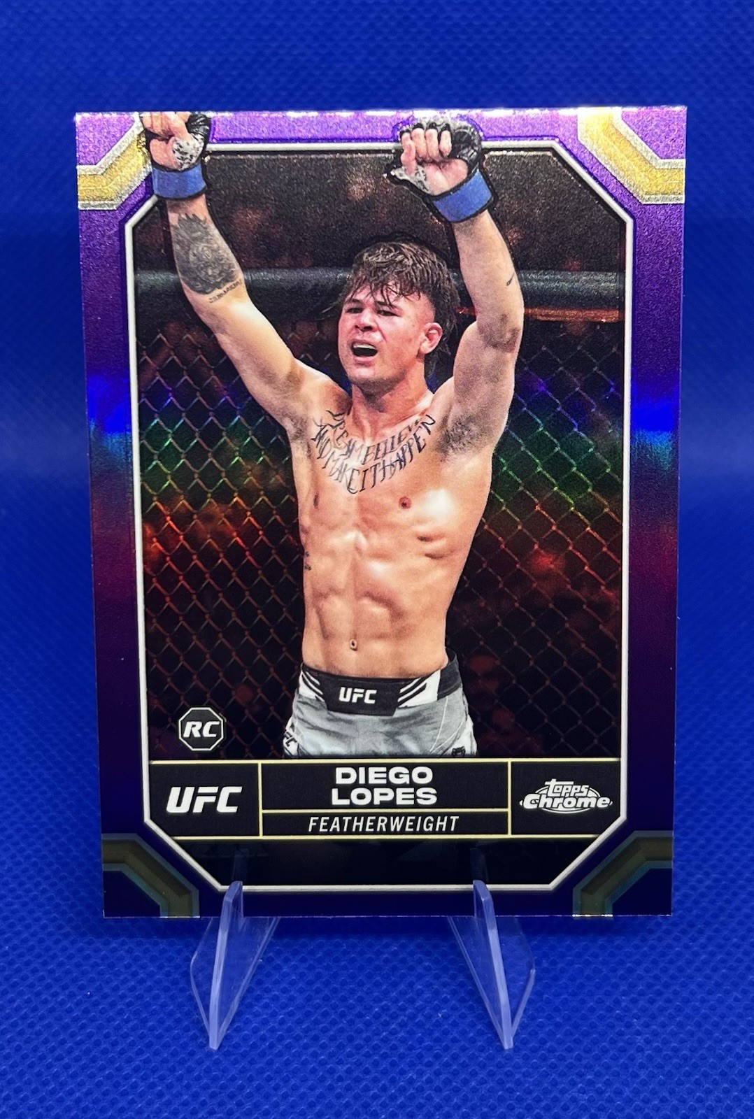 UFC 2024 Topps Chrome Diego Lopes Rookie Purple Refractor (RC) #26
