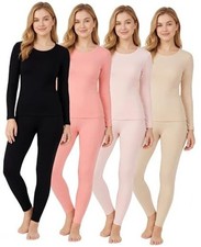4 Pieces Fleece Lined Thermal Underwear Set for Women Thermal Underwear Medium