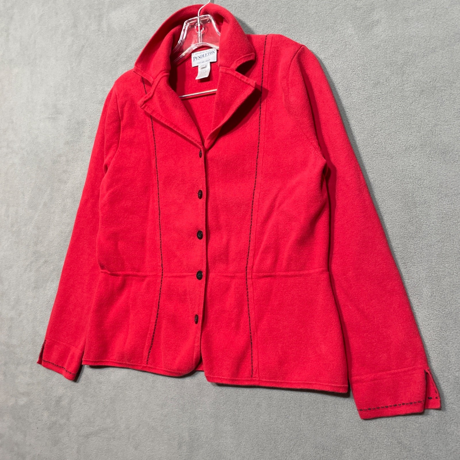Pendleton Sweater Button Light M Red Comfort Work… - image 2