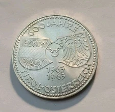 1963  Austria 50 Schilling -Austrian Tyrol Commemorative Silver Coin