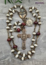 Holy Face of Jesus Sacred Bleeding Heart Chaplet -Premium Bronze| White Howlite