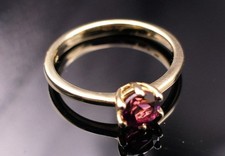 GOLDJUNGE69 * FACETTENREICH EDELSTEIN RING (21) RHODOLITH RUND. 375er GELBG