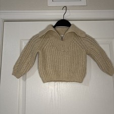Zara Knitted Sweater Girls 12   18 Months Zip Cream