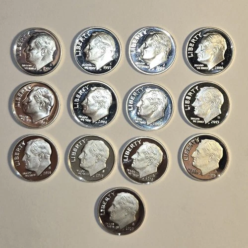 Lot Of 13 - 90% Silver Proof Dimes Modern Roosevelt S Mint Random Years