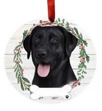 Black Lab Ornament - E S Pets - DIY Personalizable, Ceramic Round Ornament