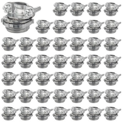 50 Pack 1/2 inch Clamp Type Cable Connectors, Zinc Alloy Wire Clamps for NM C...