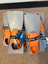 7-Speedo Trialon Rubber Swim Fins Orange Gray Unisex Size XXS 1-3