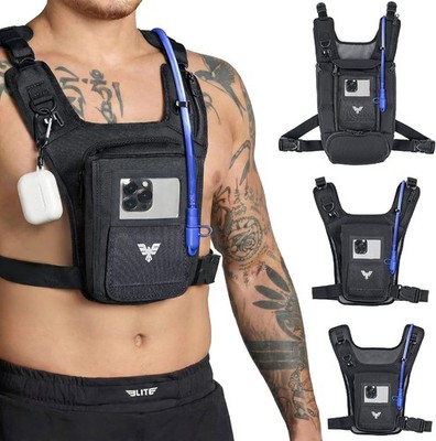 Chest Pack Hydration Elite Running Rig w Holster Phone Camera Pocket