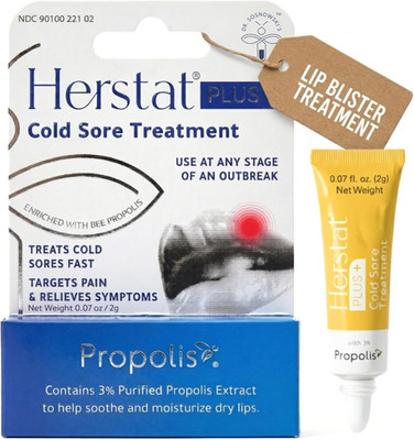 Plus+ Cold Sore Treatment 2G with 3% Propolis - Rapid Cold Sore Balm & Fever Bli