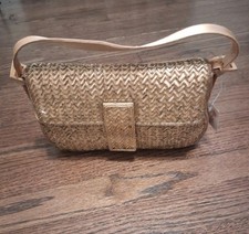 NWT Gold Sequin Beaded Snap Closure Formal Adjustable Strap Handbag