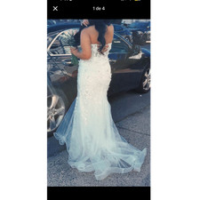 Eros White Lace Sweetheart Mermaid Wedding Dress 8 Corset Back Train