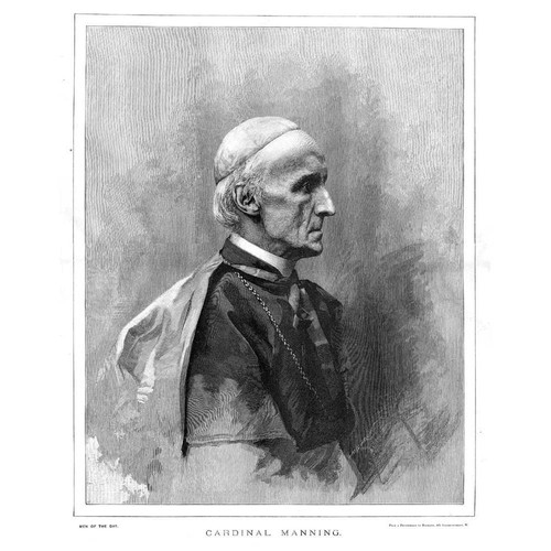 CARDINAL MANNING Archbishop of Westminster - Antique Print 1886