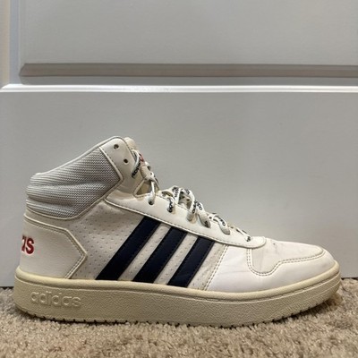 Adidas Mid Top Shoes Mens Size 9.5 White Navy Basketball Casual Sneakers FY8616