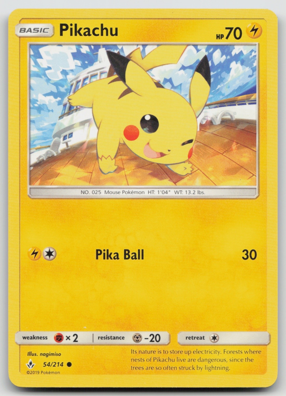 Pokemon Card Pikachu Common SM - Unbroken Bonds 54/214