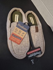 Dearfoams Size Small 7-8 Men's Notch Clog Slippers Tan/Green NEW