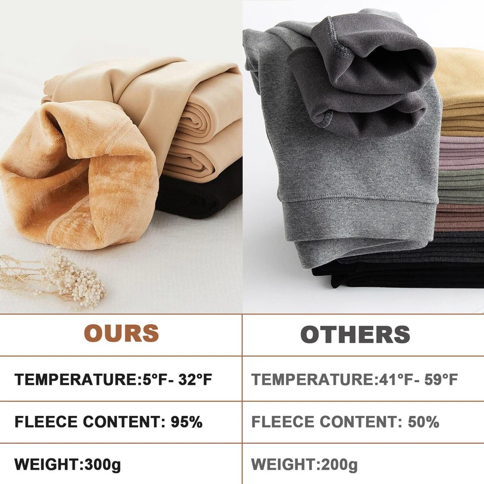 Women's Sherpa Fleece Thermal Leggings High Waist Winter Sports Warm Thick Pants - Image 3 of 4