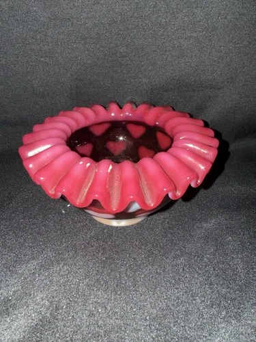 Fenton Vintage Crimped Edge Heart Fairy Lamp Base