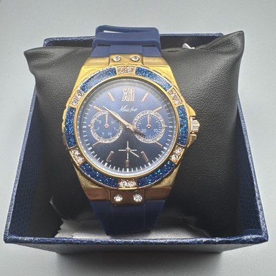 Miss Fox 2593 Women's  Rose Gold Sports Watch Women's Simulated Diamond Blue