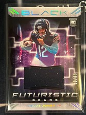 2022 Panini Black Football 50/99 Velus Jones Jr Futuristic Patch Rookie